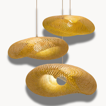 Suspension en Rotin Écologique Artisanale - Lampe de Plafond Rustique pour Votre Intérieur