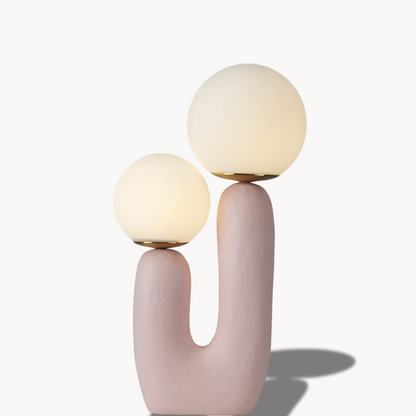 Lampe de Table Cactus Originale avec Double Globe en Verre - Résine et Éclairage au Design Scandinave