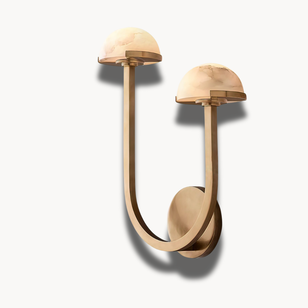 Applique Murale en Albâtre Naturel Inspirée des Champignons pour Intérieurs Apaisants