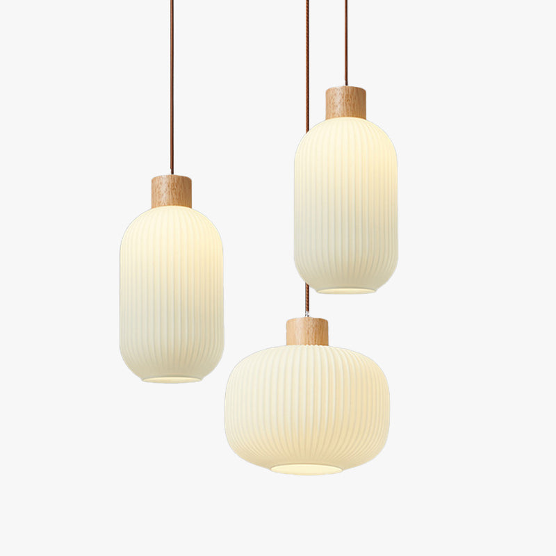 Éloïse - Lampe suspendue en bois et verre avec éclairage LED élégant