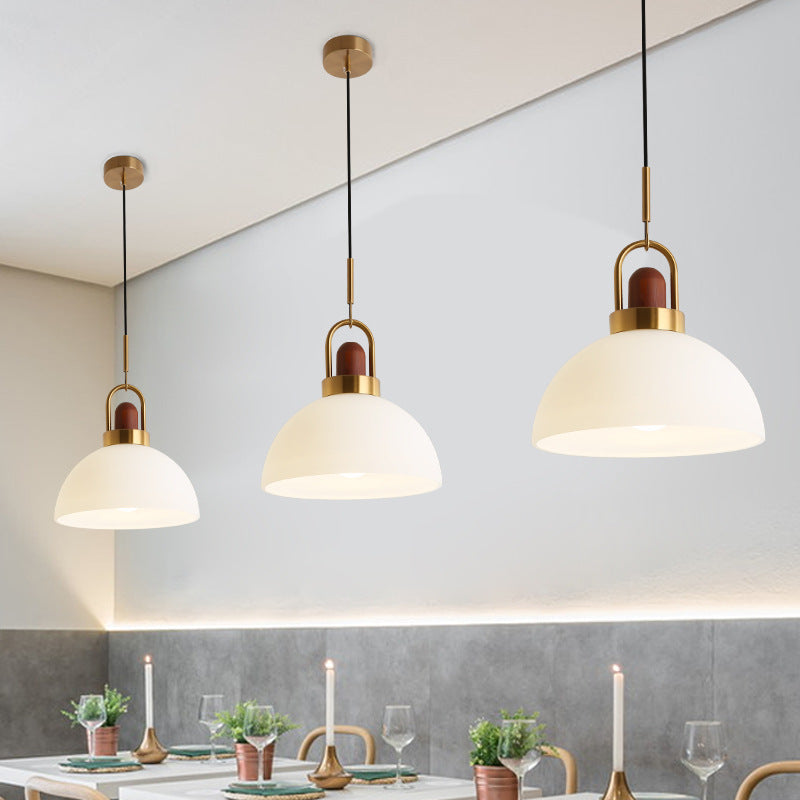 Hailie - Suspension LED moderne en métal, bois et verre pour salle à manger et chambre à coucher