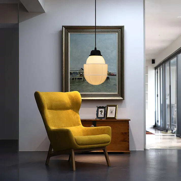 Élisa - Suspension vintage en verre givré avec design géométrique élégant