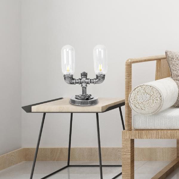 Lampe de table en verre clair GloeiAmber avec abat-jour élégant