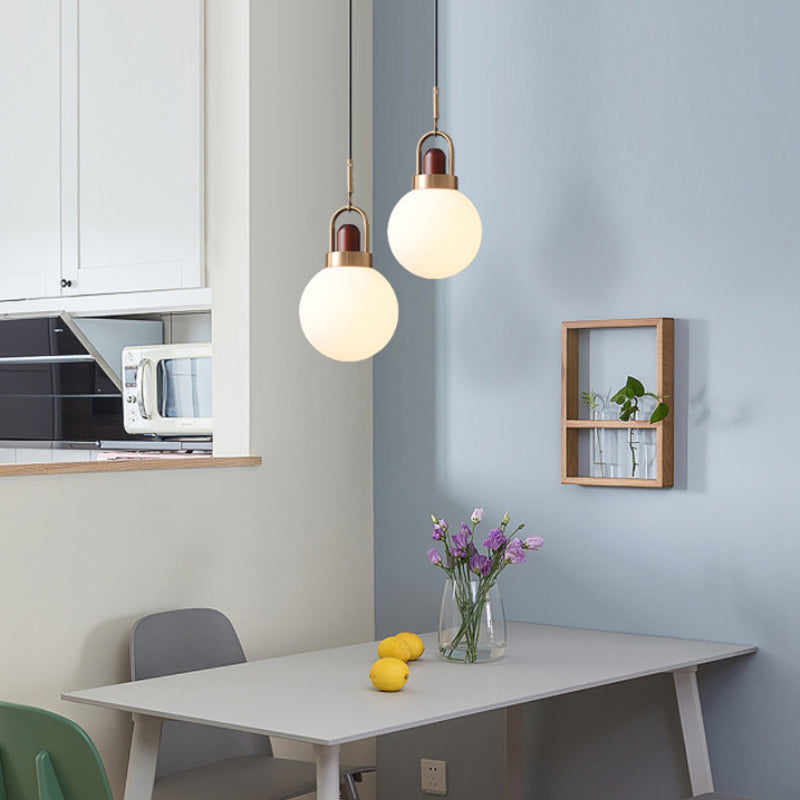 Hailie - Suspension LED moderne en métal, bois et verre pour salle à manger et chambre à coucher