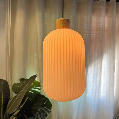 Éloïse - Lampe suspendue en bois et verre avec éclairage LED élégant