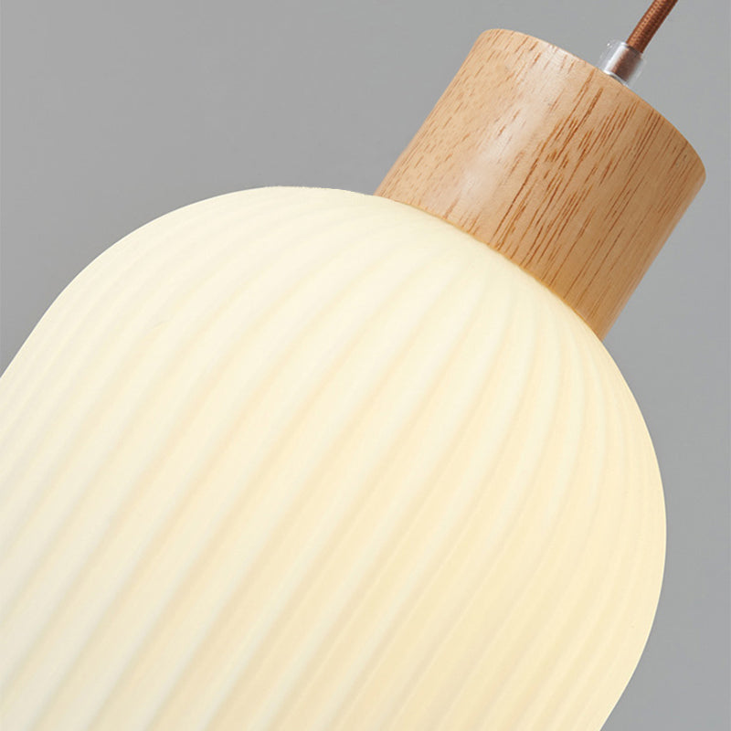 Éloïse - Lampe suspendue en bois et verre avec éclairage LED élégant