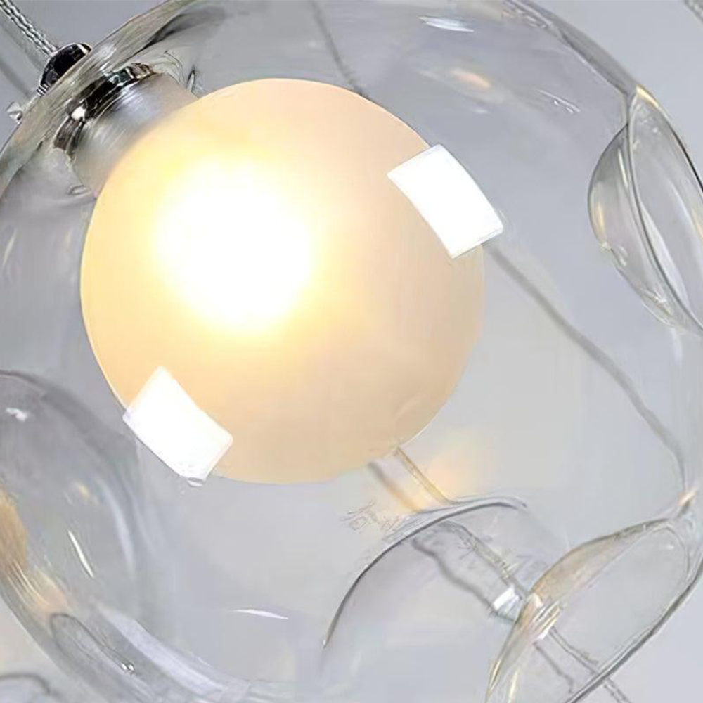 Alana - Lustre contemporain en verre et métal avec design globe à plusieurs têtes