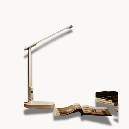 Lumière de bureau LED - Lampe de table pliable à intensité variable avec protection des yeux et recharge USB