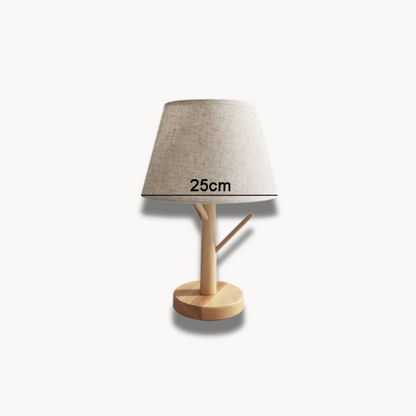 Lumière - Lampe de table en bois avec abat-jour en tissu moderne pour lecture