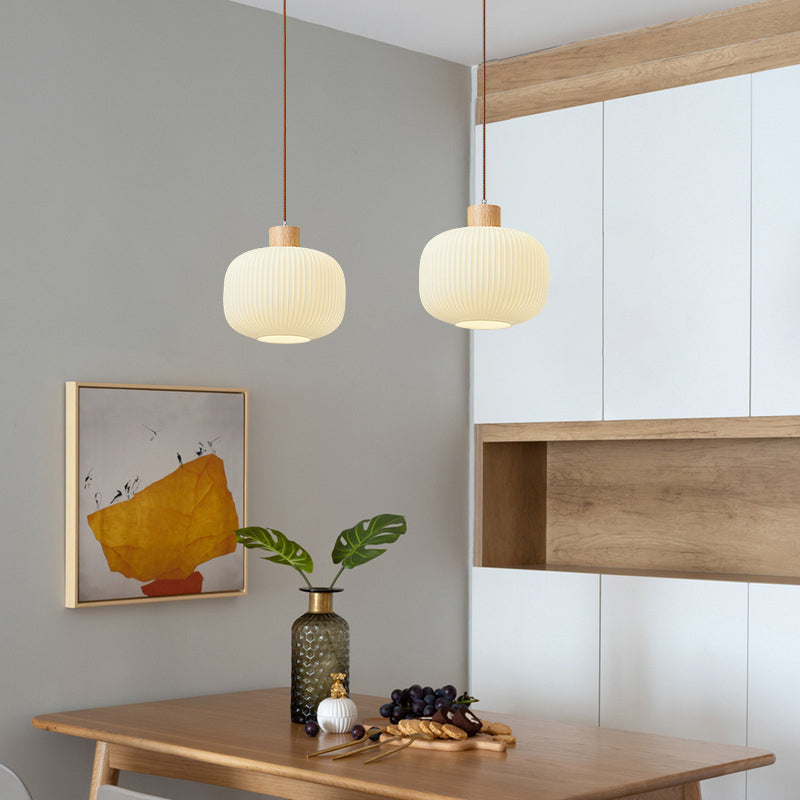 Éloïse - Lampe suspendue en bois et verre avec éclairage LED élégant