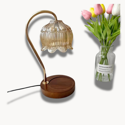 Lise - Lampe de table en verre au design américain pour réchauffer les bougies, lampadaire rétro sans fumée avec régulation de température.