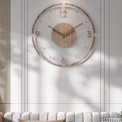 Horloge murale nordique en bois véritable, 35 cm de design minimaliste