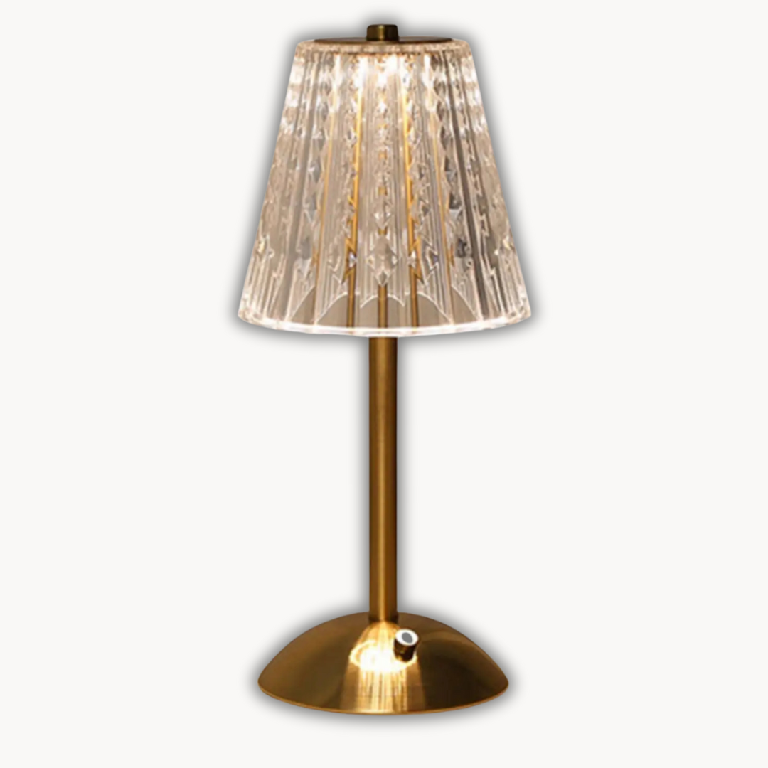 Cristal - Lampe de table rétro élégante pour une ambiance luxueuse, rechargeable avec variateur LED