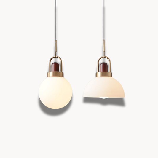 Hailie - Suspension LED moderne en métal, bois et verre pour salle à manger et chambre à coucher