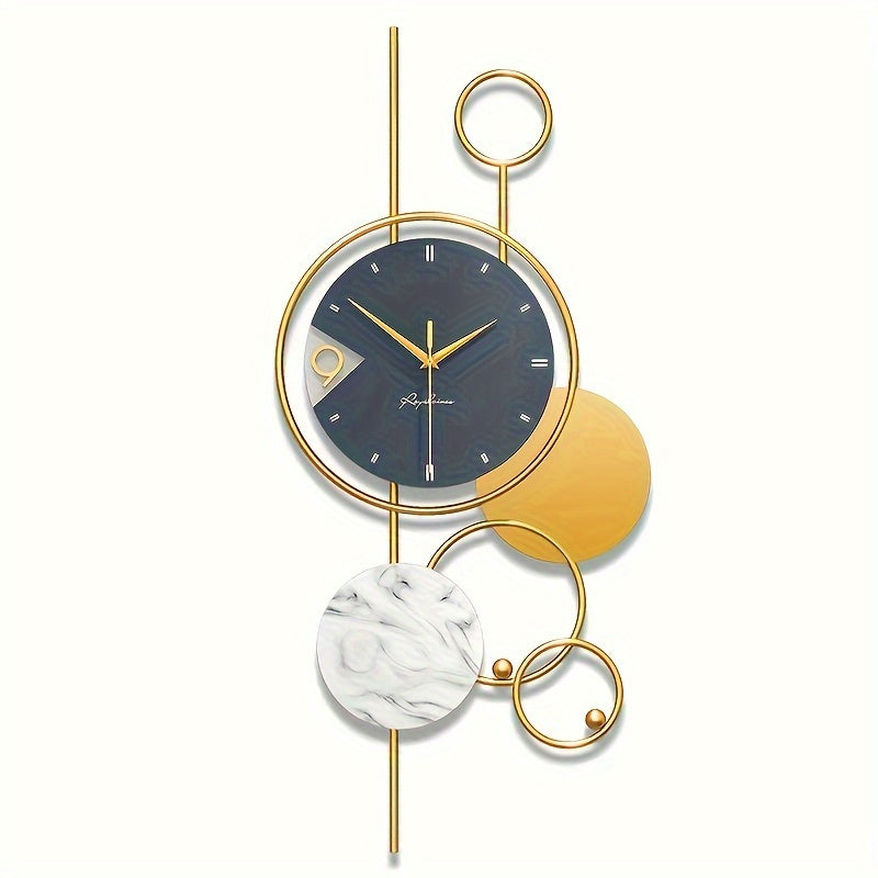 Horloge murale en métal fantaisie : design irrégulier, silencieuse, forme de couronne plate, 36 cm/14,4 po