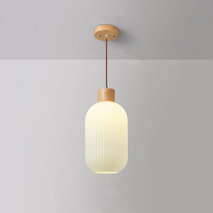 Éloïse - Lampe suspendue en bois et verre avec éclairage LED élégant