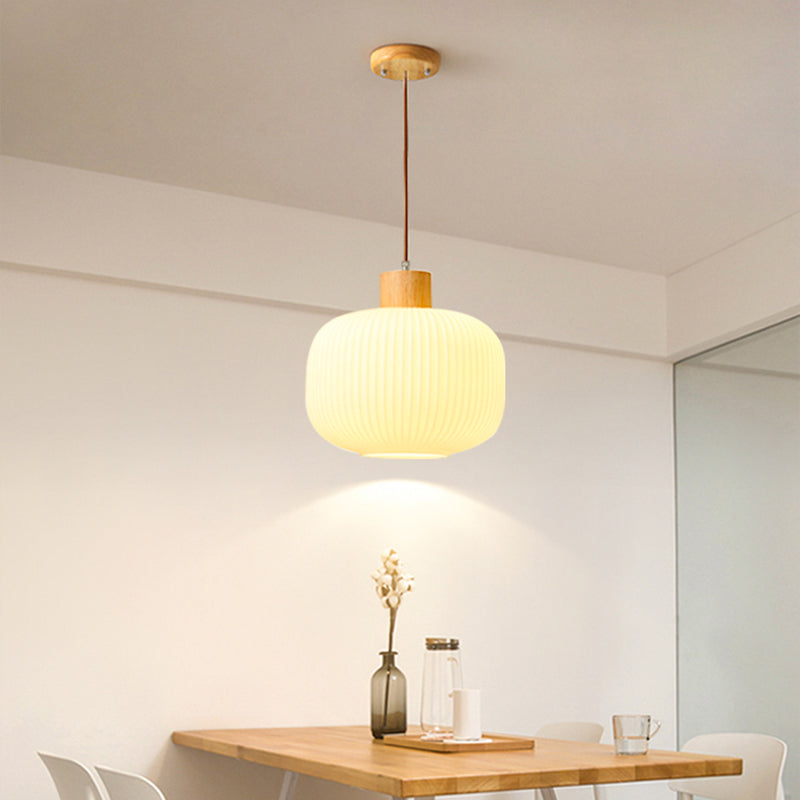 Éloïse - Lampe suspendue en bois et verre avec éclairage LED élégant