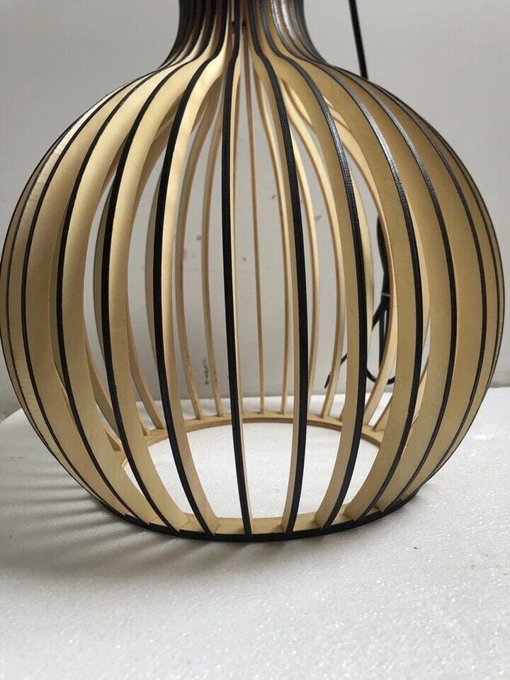 Nicolas - Lustre en bois nordique avec design en cage élégant