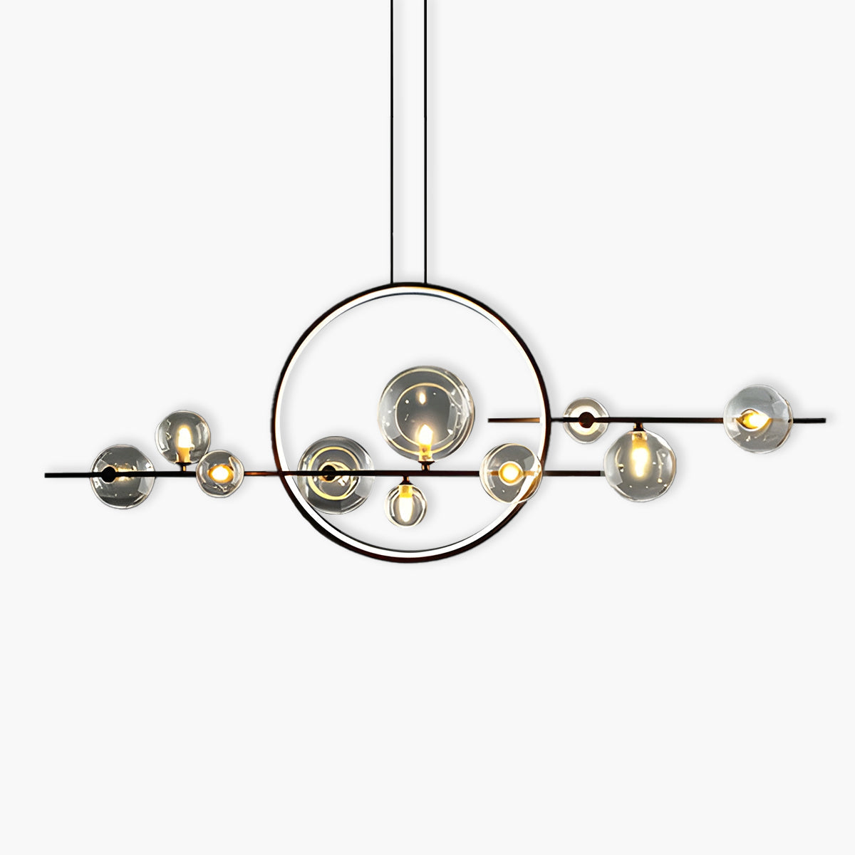 Chandelier en Verre Artistique LumièreSphérique - Éclairage Designer Moderne pour Intérieurs Élégants