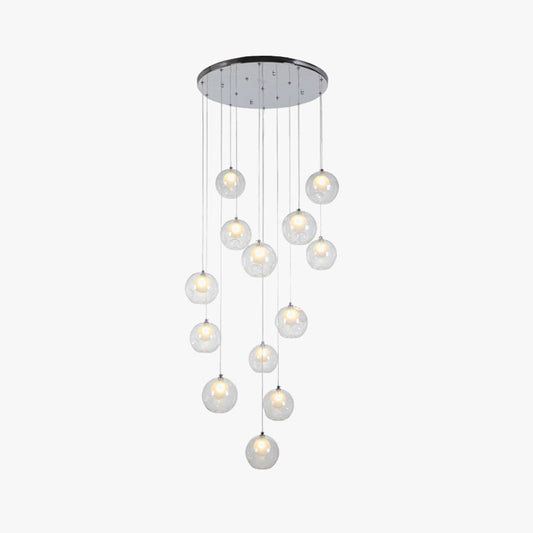 Alana - Lustre contemporain en verre et métal avec design globe à plusieurs têtes