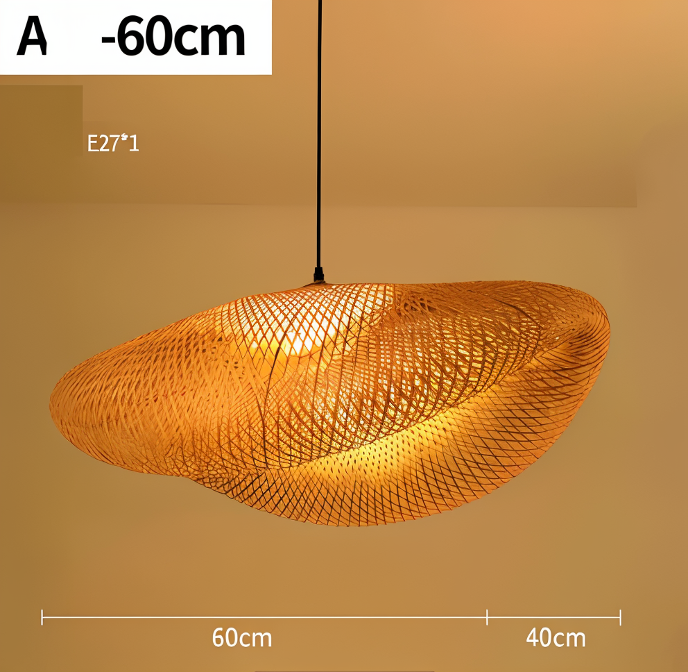 Suspension en Rotin Écologique Artisanale - Lampe de Plafond Rustique pour Votre Intérieur