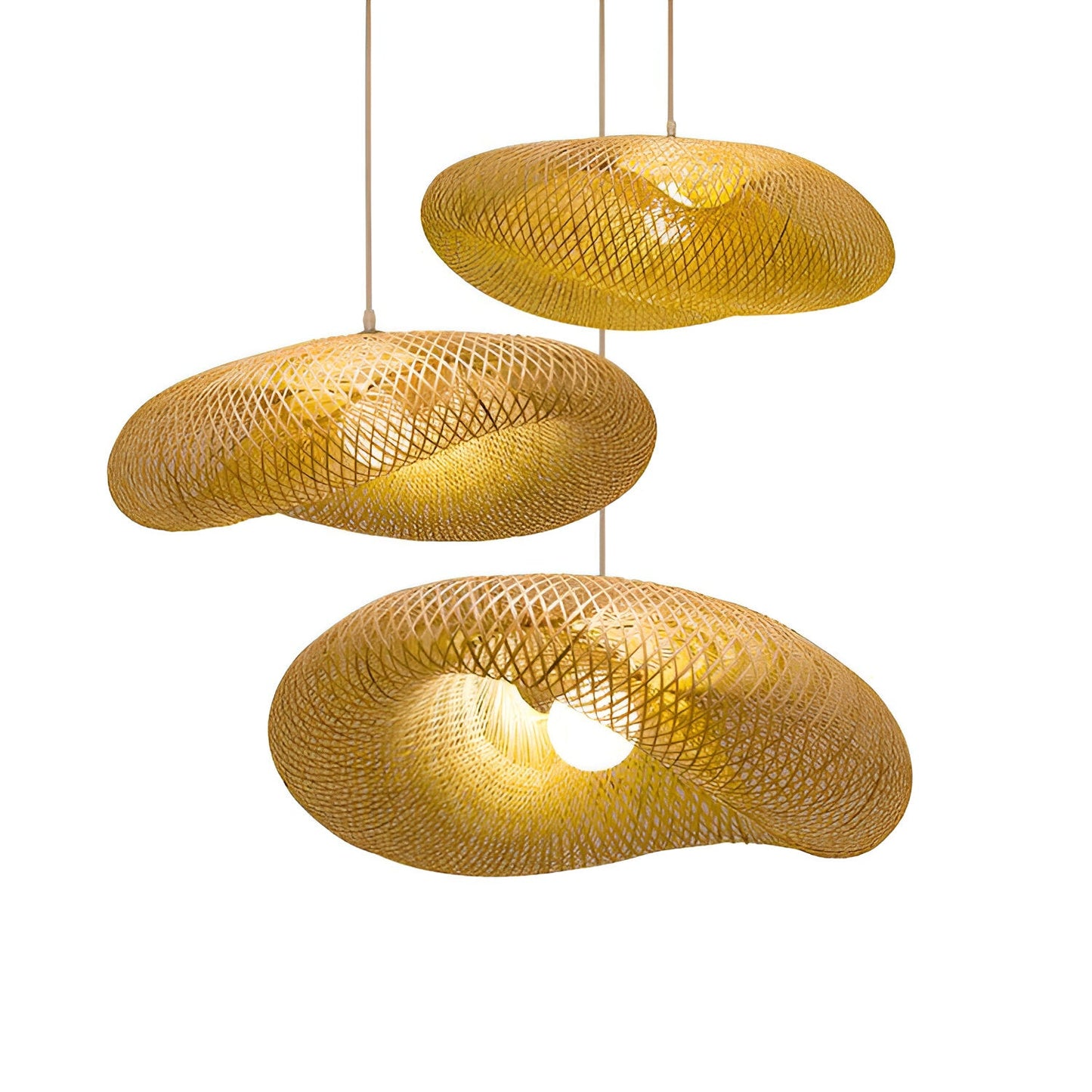 Suspension en Rotin Écologique Artisanale - Lampe de Plafond Rustique pour Votre Intérieur