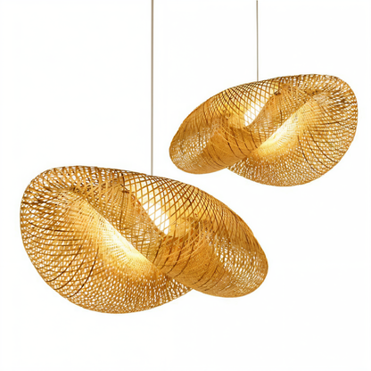 Suspension en Rotin Écologique Artisanale - Lampe de Plafond Rustique pour Votre Intérieur