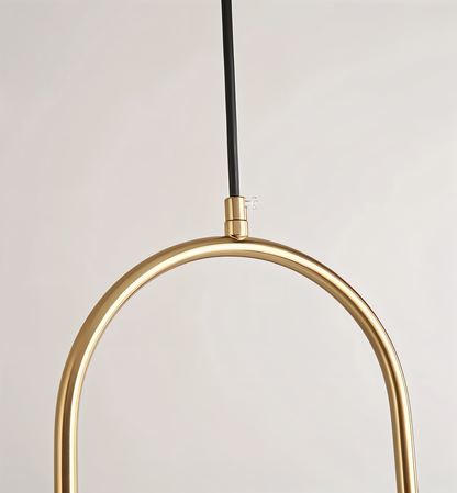 Suspension LED EllipsRing - Anneau Élliptique Doré avec Sphère en Verre