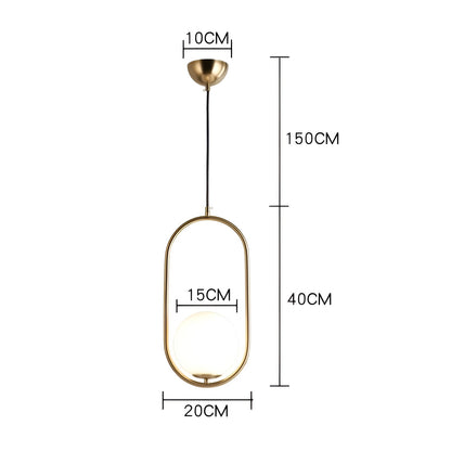 Suspension LED EllipsRing - Anneau Élliptique Doré avec Sphère en Verre