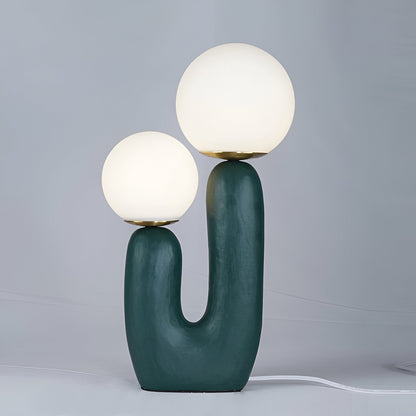 Lampe de Table Cactus Originale avec Double Globe en Verre - Résine et Éclairage au Design Scandinave