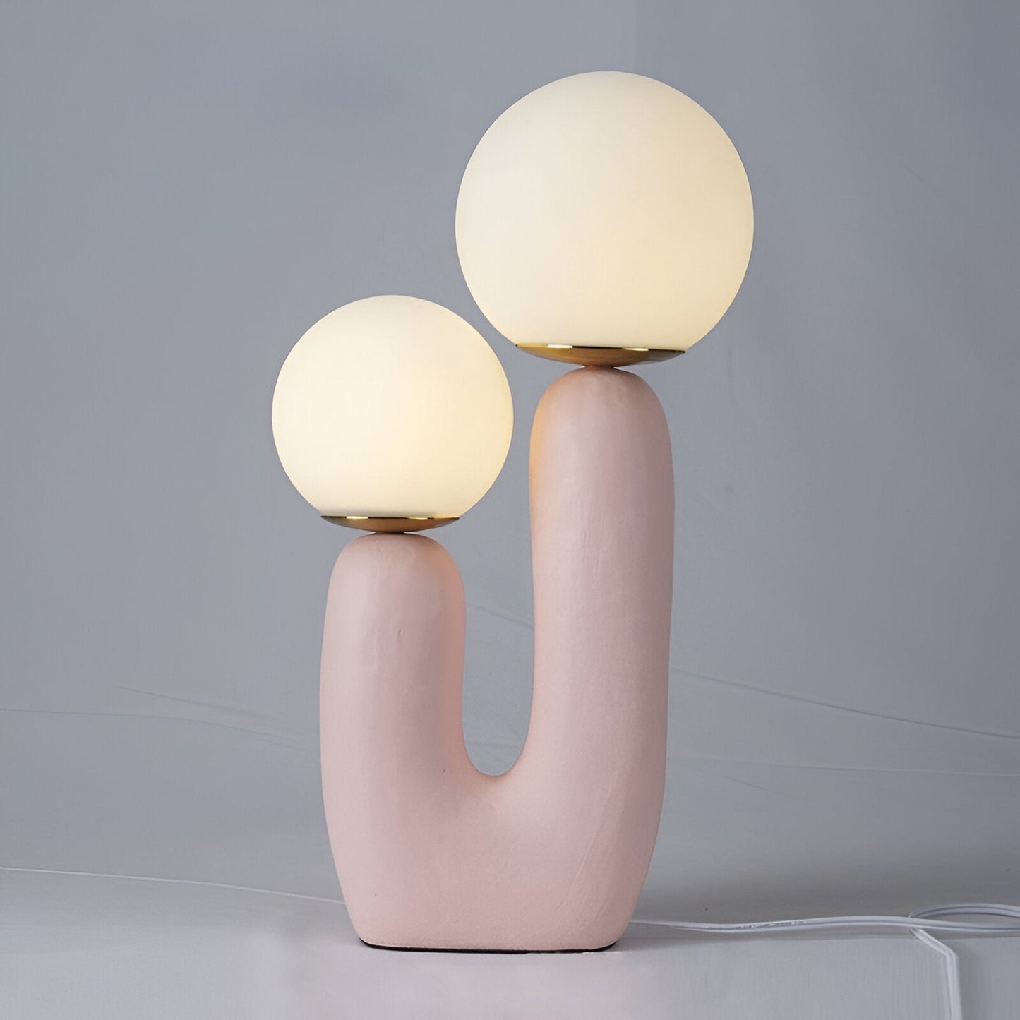 Lampe de Table Cactus Originale avec Double Globe en Verre - Résine et Éclairage au Design Scandinave