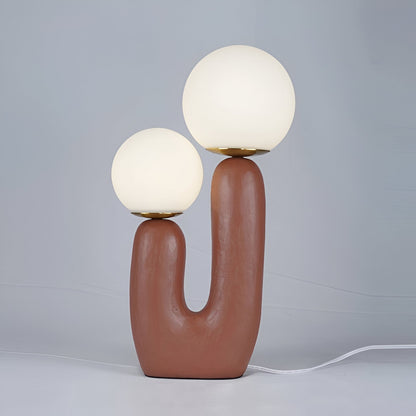 Lampe de Table Cactus Originale avec Double Globe en Verre - Résine et Éclairage au Design Scandinave