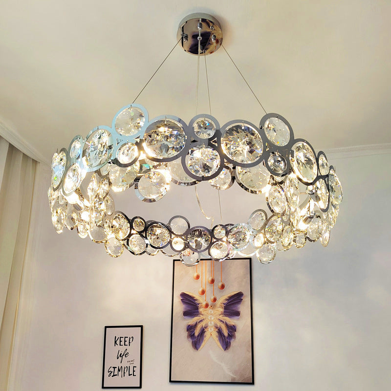 Marilyn - Lustre LED moderne en cristal rond pour un salon élégant