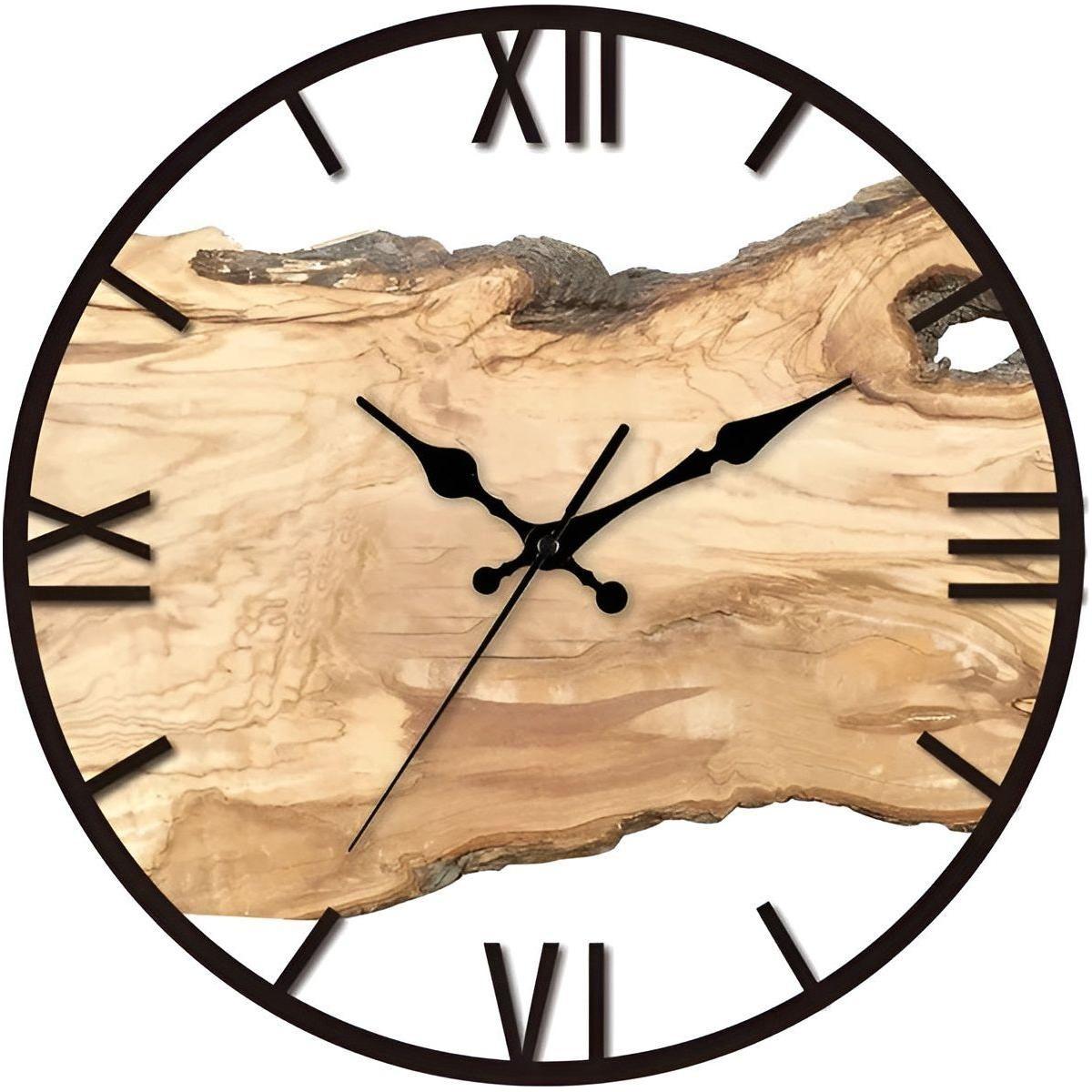 Horloge nordique en bois à grain – Élégance scandinave en acrylique transparent