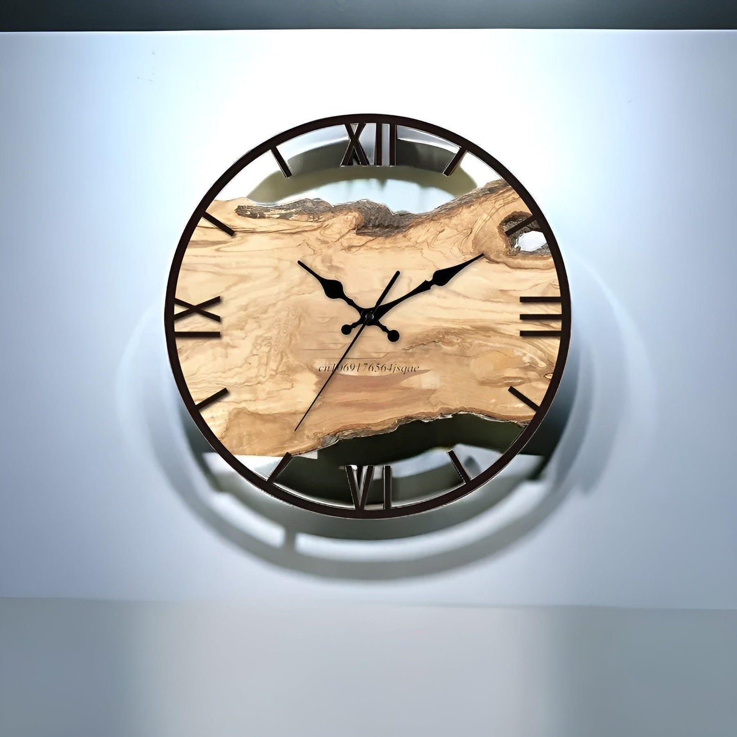 Horloge nordique en bois à grain – Élégance scandinave en acrylique transparent