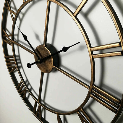 Horloge murale moderne 3D avec chiffres romains rétro en métal - Décoration élégante et silencieuse pour votre salon