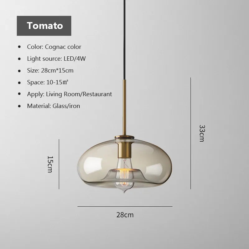 Julien - Lustre en verre moderne au style industriel nordique avec éclairage LED