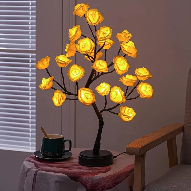 Cerise - Lampe LED en forme de bonsaï avec fleurs de cerisier, fonction tactile et éclairage blanc chaud