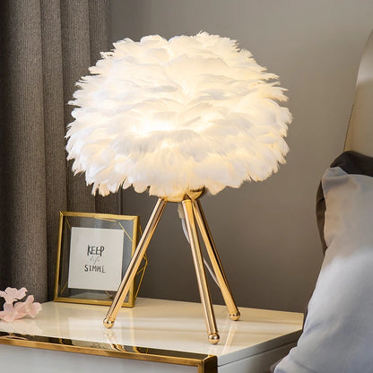 Lumière - Lampe de chevet moderne en plumes d'oie pour chambre romantique et décoration intérieure