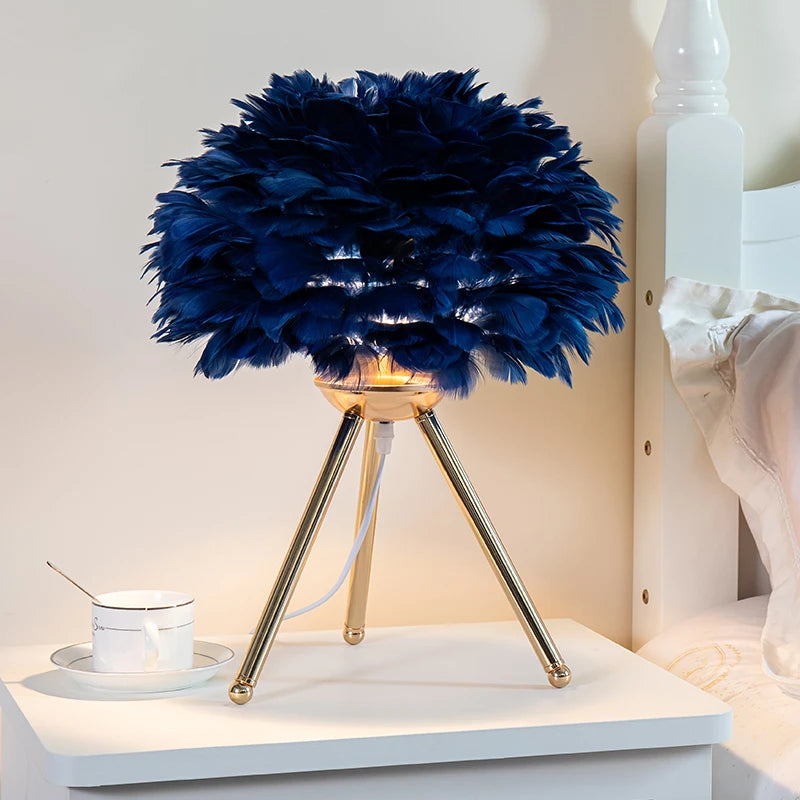 Lumière - Lampe de chevet moderne en plumes d'oie pour chambre romantique et décoration intérieure