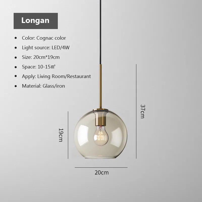 Julien - Lustre en verre moderne au style industriel nordique avec éclairage LED