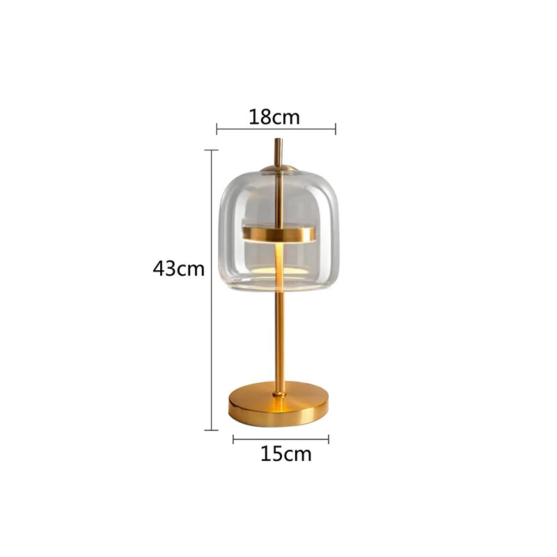 Lumière - Applique de table en verre doré de luxe, design nordique pour salon et chambre