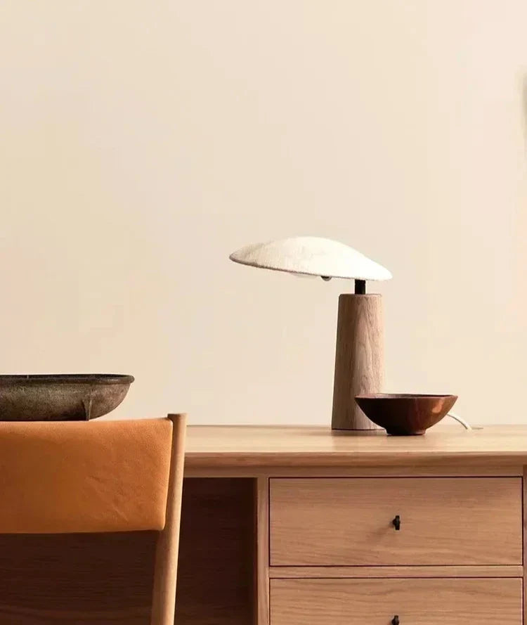 Léo - Lampe de table en bois vintage avec éclairage zen LED