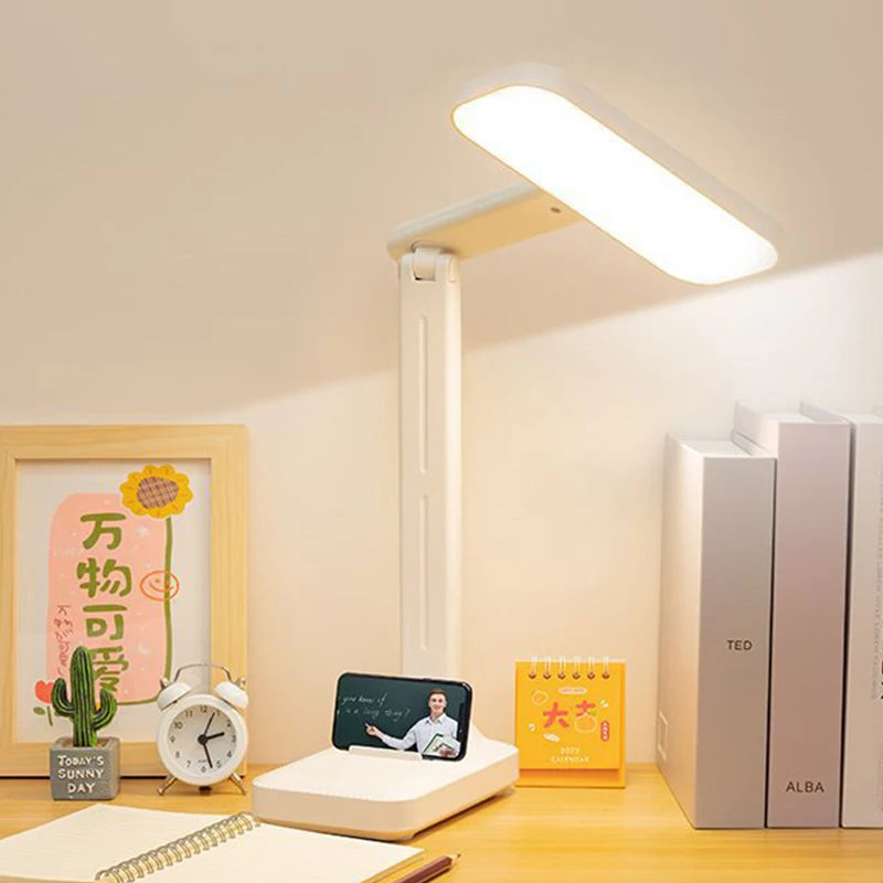 Lumière - Lampe de bureau LED rechargeable avec 3 niveaux de luminosité, protection des yeux et design pliable