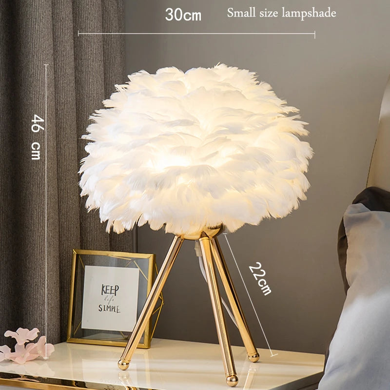 Lumière - Lampe de chevet moderne en plumes d'oie pour chambre romantique et décoration intérieure