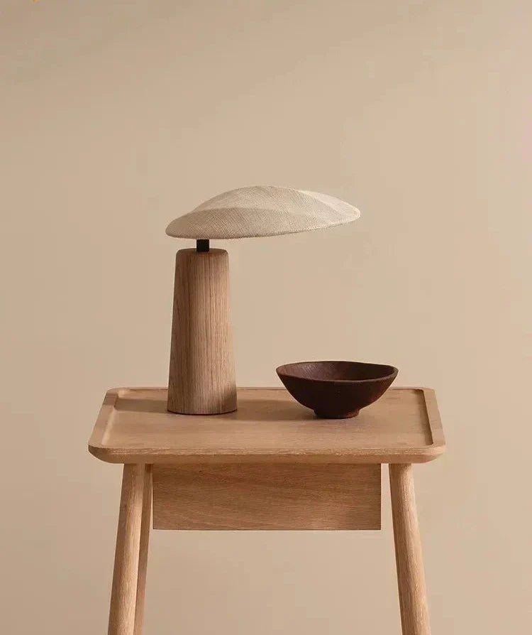 Léo - Lampe de table en bois vintage avec éclairage zen LED