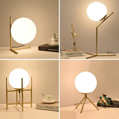 Lumière - Lampe de table en verre moderne pour chambre et salon, style nordique avec éclairage LED