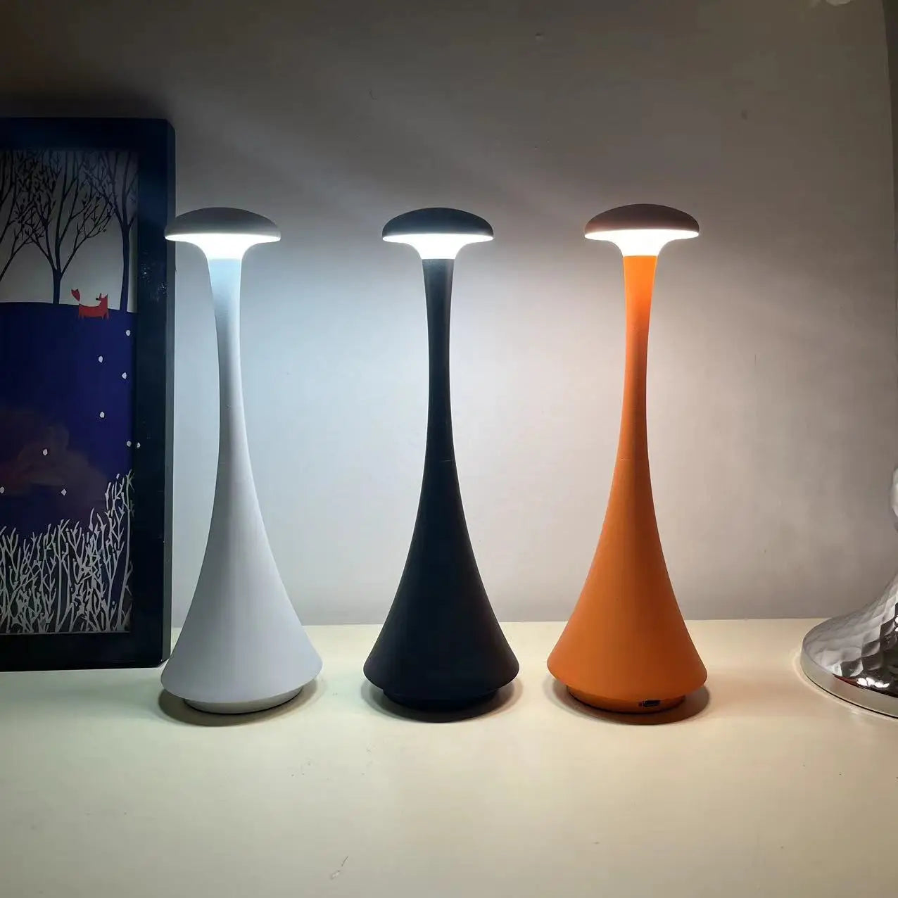 Mushroom - Lampe de table tactile à trois couleurs avec gradation et charge USB