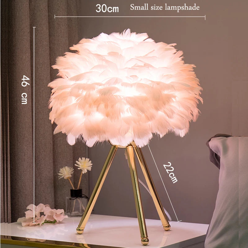 Lumière - Lampe de chevet moderne en plumes d'oie pour chambre romantique et décoration intérieure