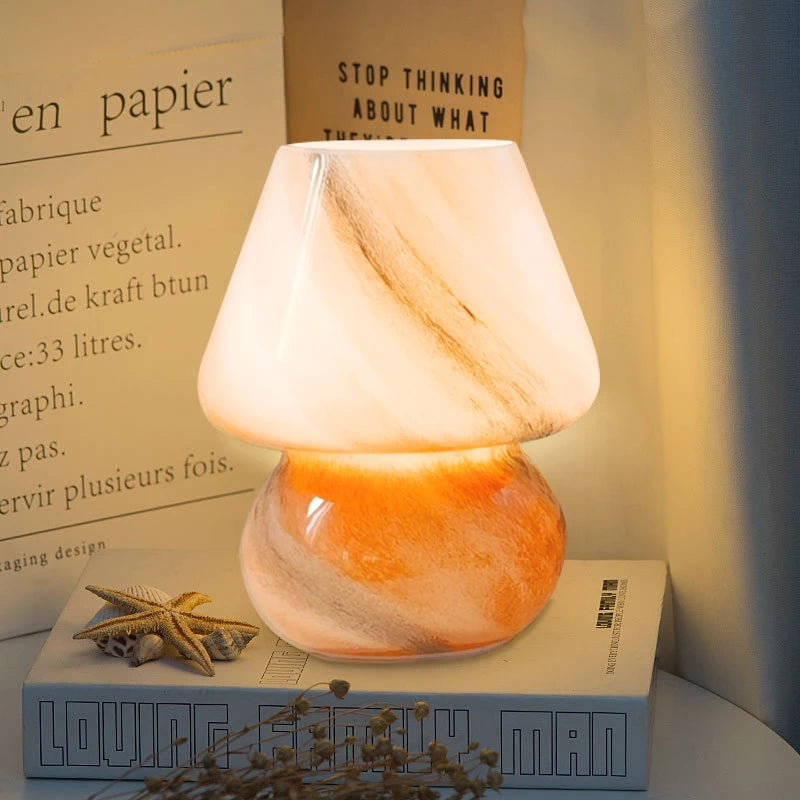 Lumière - Lampe de bureau en verre moderne en forme de champignon pour décoration intérieure élégante